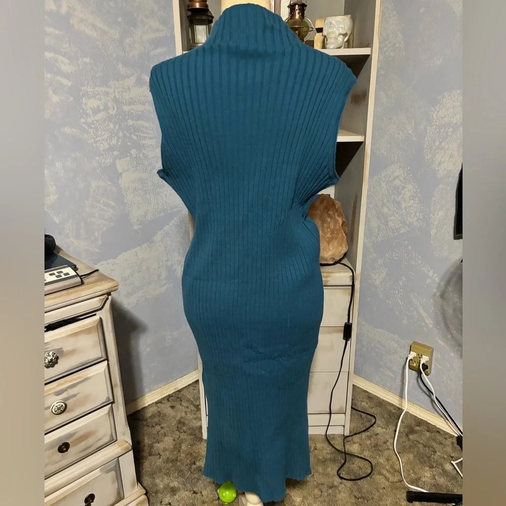Joe Fresh Sleeveless Blue Maxi Dress turtleneck xl - Picture 7 of 12